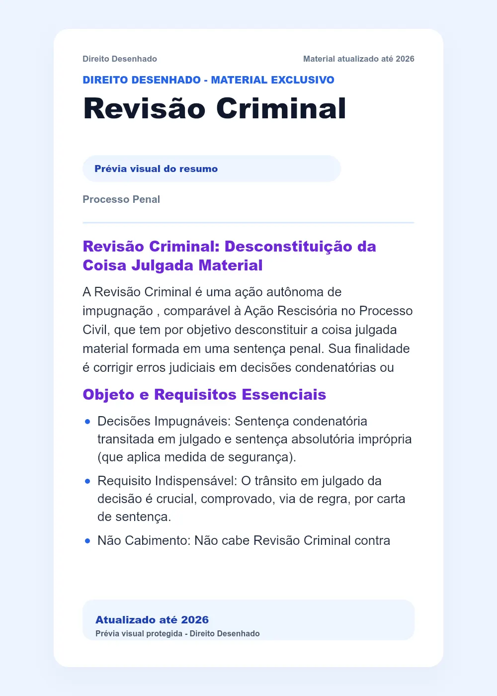 Resumos de Processo Penal: Revisão Criminal